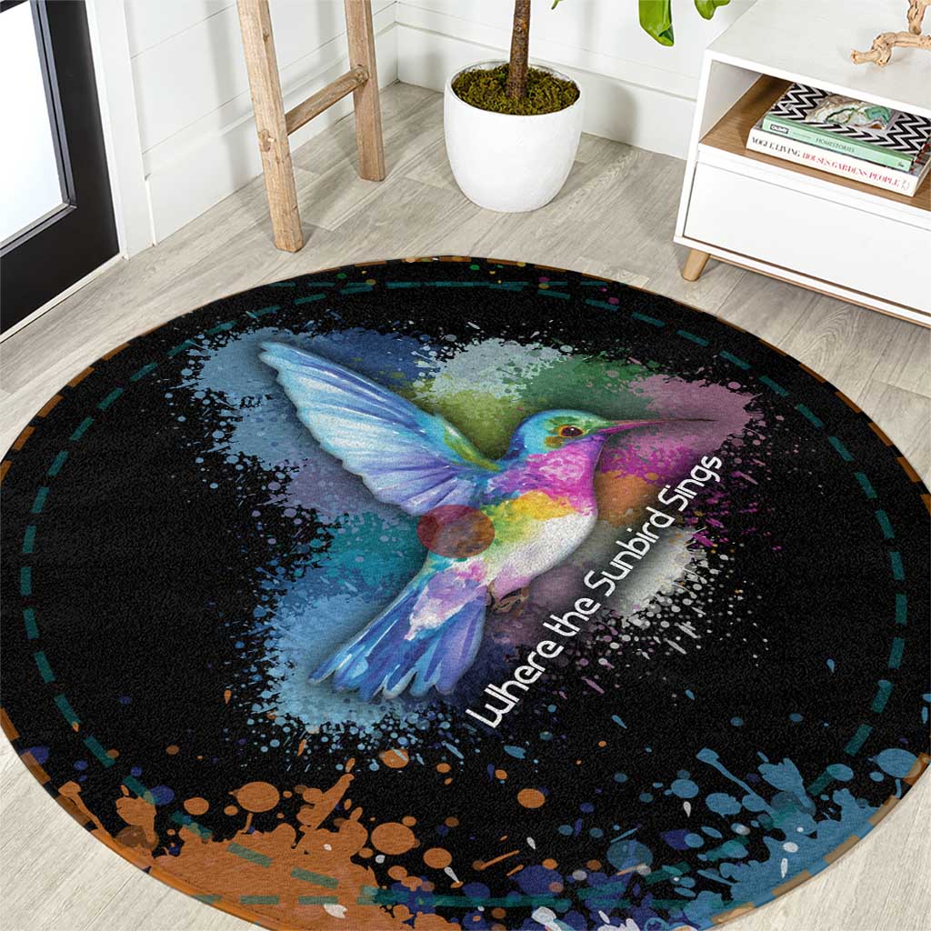 Where the Sunbird Sings Round Carpet with Sao Tome and Principe Flag and Color Splash Art