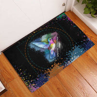 Where the Sunbird Sings Rubber Doormat with Sao Tome and Principe Flag and Color Splash Art