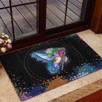 Where the Sunbird Sings Rubber Doormat with Sao Tome and Principe Flag and Color Splash Art