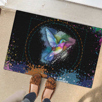 Where the Sunbird Sings Rubber Doormat with Sao Tome and Principe Flag and Color Splash Art