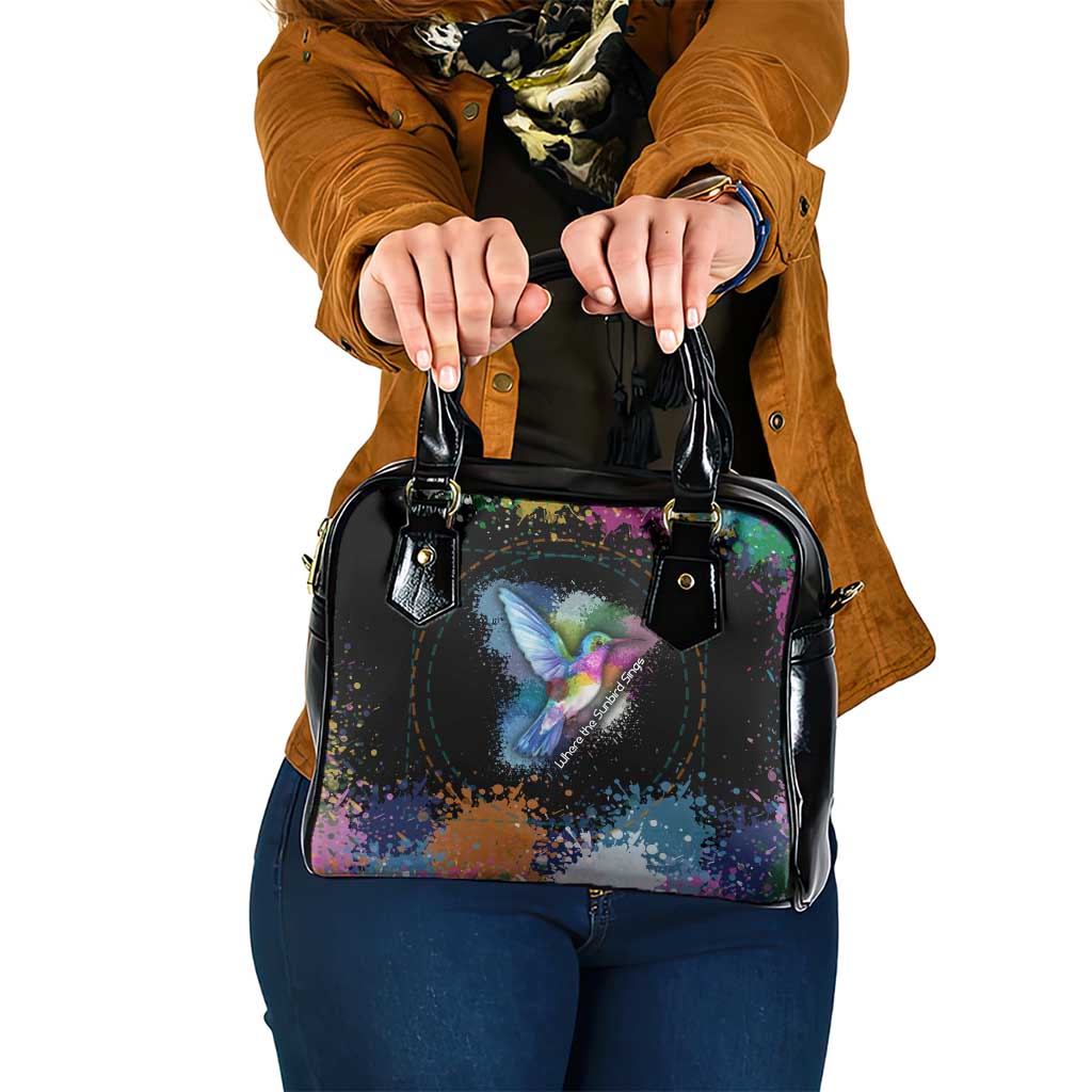 Where the Sunbird Sings Shoulder Handbag with Sao Tome and Principe Flag and Color Splash Art