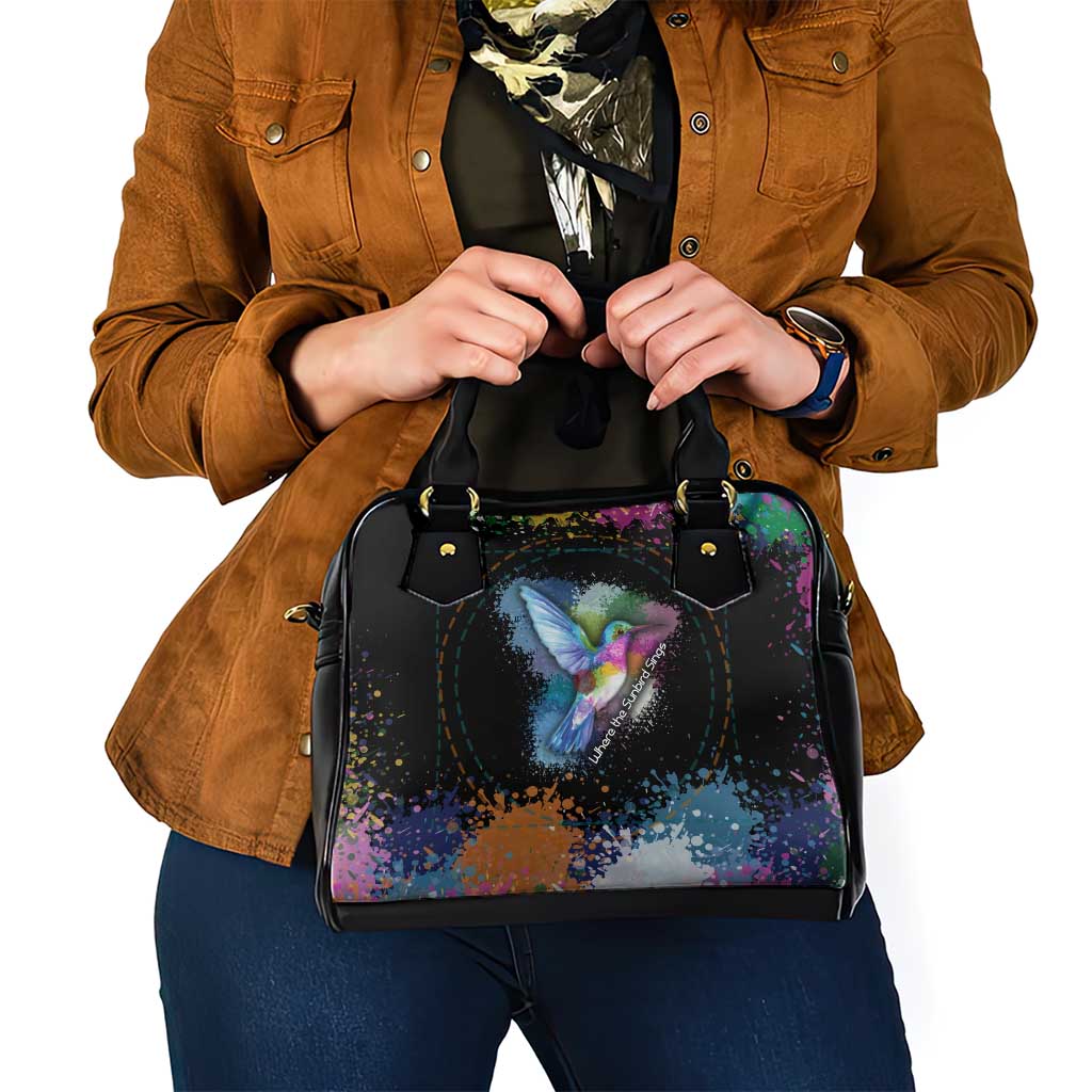 Where the Sunbird Sings Shoulder Handbag with Sao Tome and Principe Flag and Color Splash Art