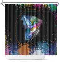 Where the Sunbird Sings Shower Curtain with Sao Tome and Principe Flag and Color Splash Art
