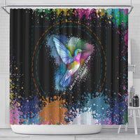 Where the Sunbird Sings Shower Curtain with Sao Tome and Principe Flag and Color Splash Art