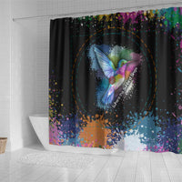 Where the Sunbird Sings Shower Curtain with Sao Tome and Principe Flag and Color Splash Art