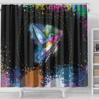 Where the Sunbird Sings Shower Curtain with Sao Tome and Principe Flag and Color Splash Art