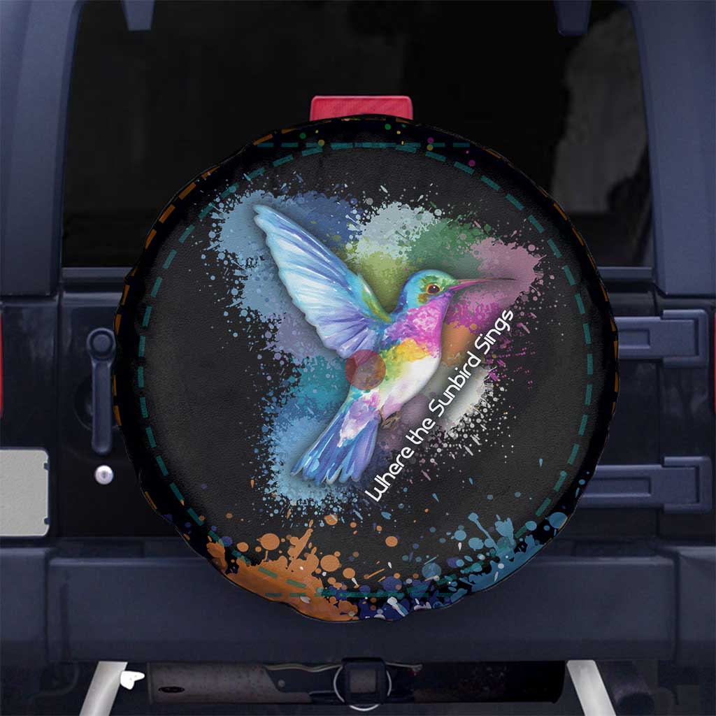 Where the Sunbird Sings Spare Tire Cover with Sao Tome and Principe Flag and Color Splash Art