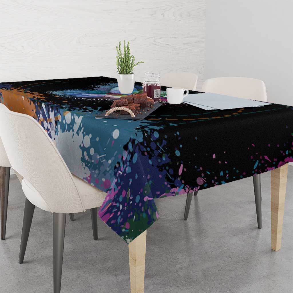 Where the Sunbird Sings Tablecloth with Sao Tome and Principe Flag and Color Splash Art