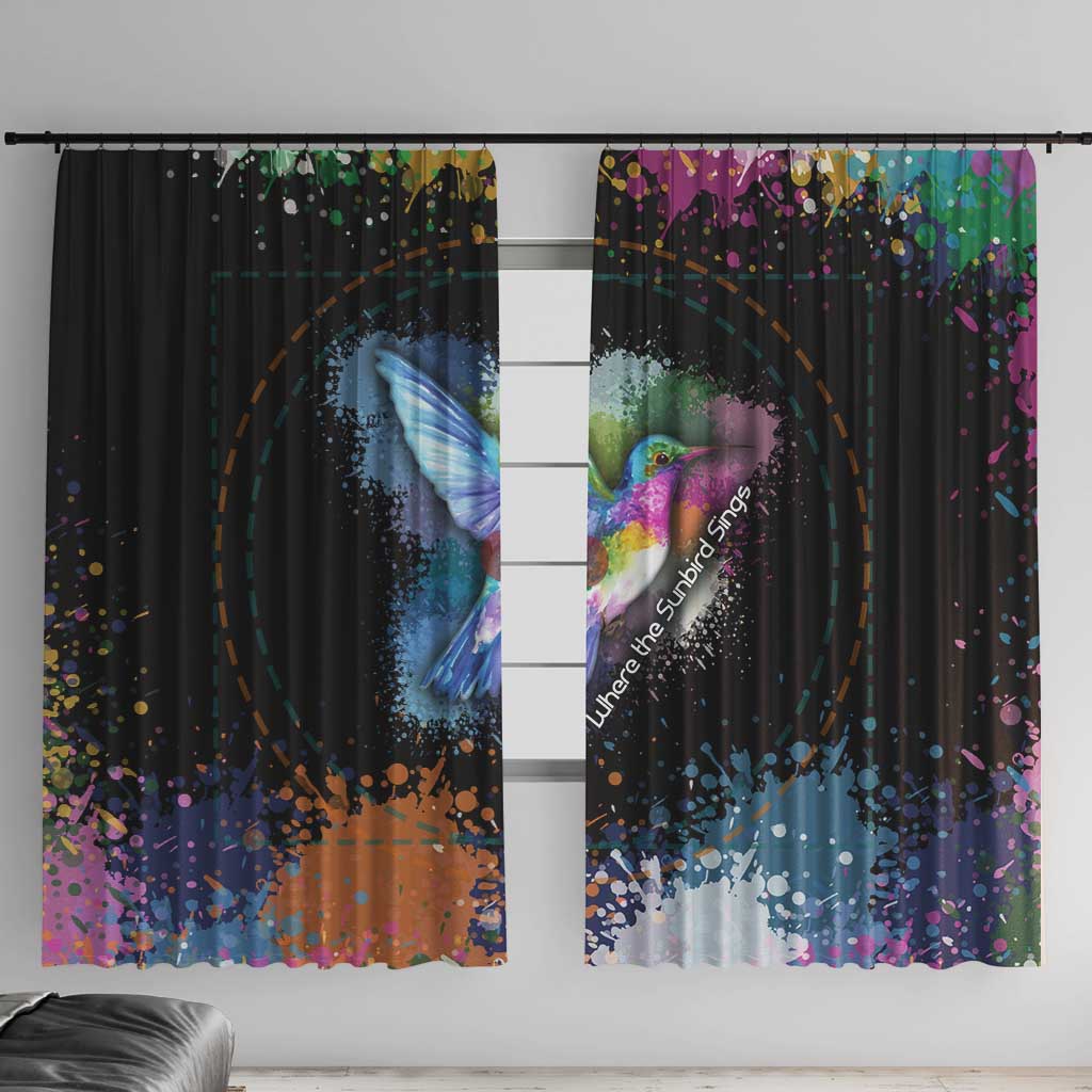 Where the Sunbird Sings Window Curtain with Sao Tome and Principe Flag and Color Splash Art