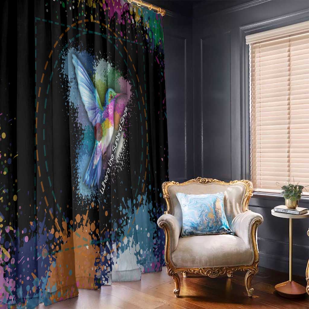 Where the Sunbird Sings Window Curtain with Sao Tome and Principe Flag and Color Splash Art