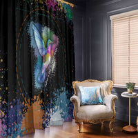 Where the Sunbird Sings Window Curtain with Sao Tome and Principe Flag and Color Splash Art