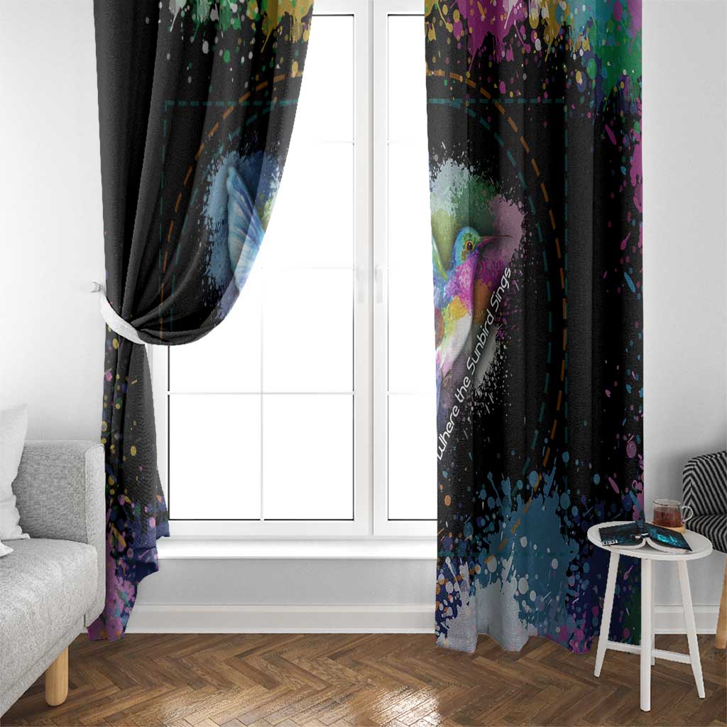 Where the Sunbird Sings Window Curtain with Sao Tome and Principe Flag and Color Splash Art