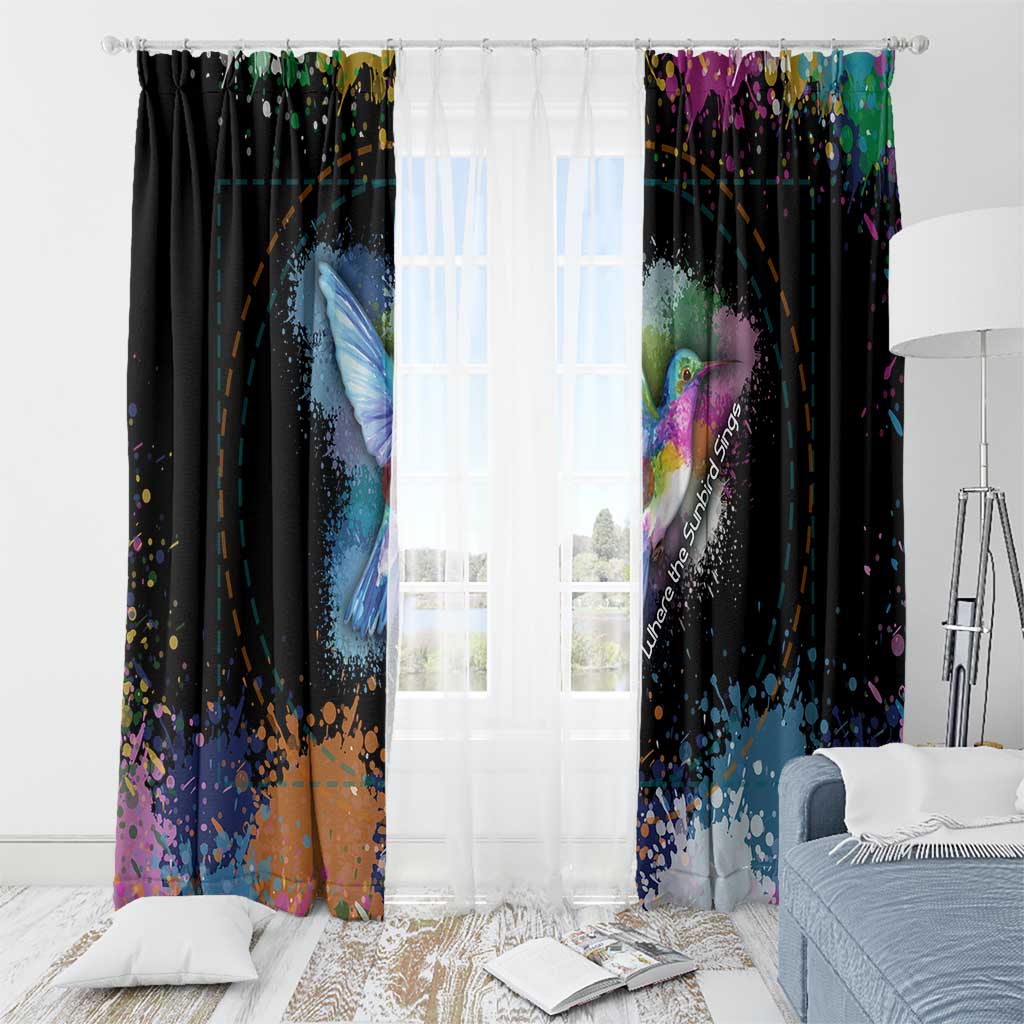 Where the Sunbird Sings Window Curtain with Sao Tome and Principe Flag and Color Splash Art