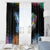 Where the Sunbird Sings Window Curtain with Sao Tome and Principe Flag and Color Splash Art