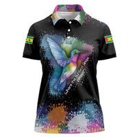 Where the Sunbird Sings Women Polo Shirt with Sao Tome and Principe Flag and Color Splash Art