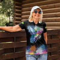 Where the Sunbird Sings Women Polo Shirt with Sao Tome and Principe Flag and Color Splash Art