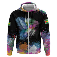 Where the Sunbird Sings Zip Hoodie with Sao Tome and Principe Flag and Color Splash Art