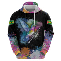Where the Sunbird Sings Zip Hoodie with Sao Tome and Principe Flag and Color Splash Art
