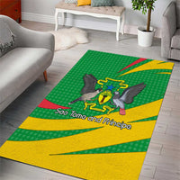 Sao Tome and Principe National Emblem Area Rug with Green Yellow Flag Pattern