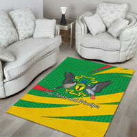 Sao Tome and Principe National Emblem Area Rug with Green Yellow Flag Pattern