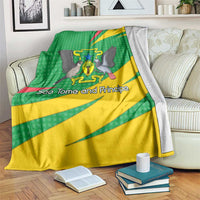 Sao Tome and Principe National Emblem Blanket with Green Yellow Flag Pattern