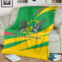 Sao Tome and Principe National Emblem Blanket with Green Yellow Flag Pattern