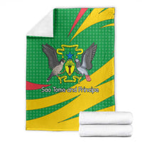 Sao Tome and Principe National Emblem Blanket with Green Yellow Flag Pattern