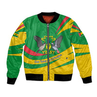 Sao Tome and Principe National Emblem Bomber Jacket with Green Yellow Flag Pattern