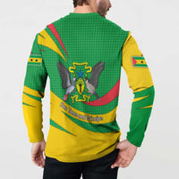 Sao Tome and Principe National Emblem Button Sweatshirt with Green Yellow Flag Pattern