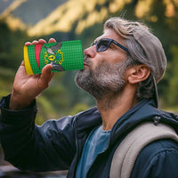 Sao Tome and Principe National Emblem 4 in 1 Can Cooler Tumbler with Green Yellow Flag Pattern