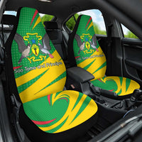 Sao Tome and Principe National Emblem Car Seat Cover with Green Yellow Flag Pattern