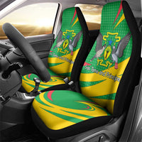 Sao Tome and Principe National Emblem Car Seat Cover with Green Yellow Flag Pattern