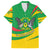 Sao Tome and Principe National Emblem Family Matching Long Sleeve Bodycon Dress and Hawaiian Shirt with Green Yellow Flag Pattern