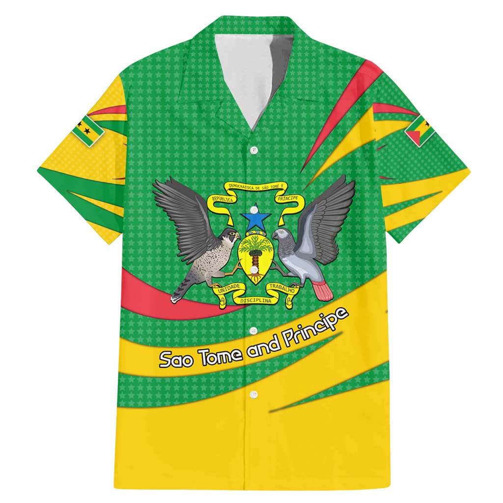 Sao Tome and Principe National Emblem Family Matching Mermaid Dress and Hawaiian Shirt with Green Yellow Flag Pattern