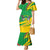 Sao Tome and Principe National Emblem Family Matching Mermaid Dress and Hawaiian Shirt with Green Yellow Flag Pattern