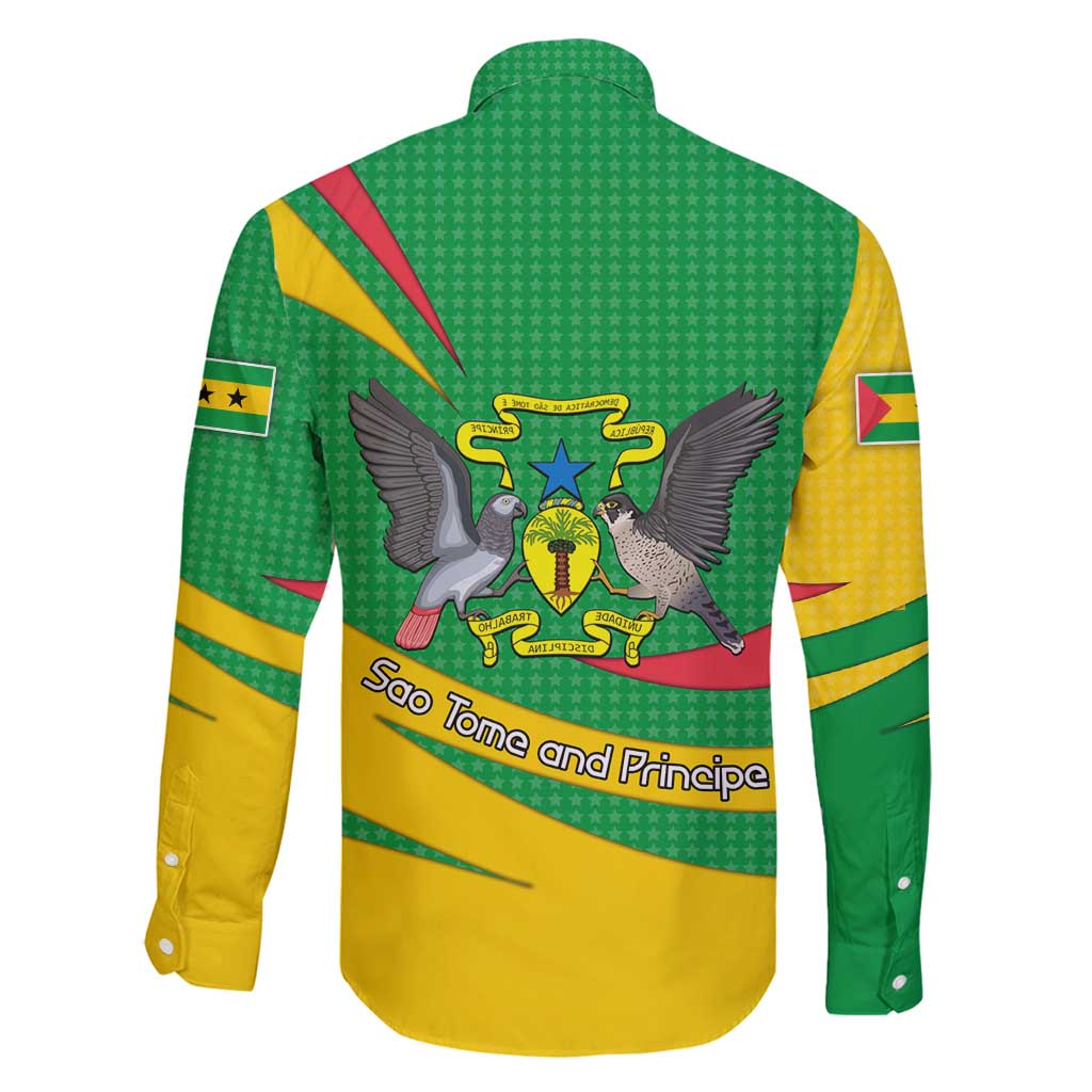 Sao Tome and Principe National Emblem Family Matching Puletasi and Hawaiian Shirt with Green Yellow Flag Pattern