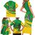 Sao Tome and Principe National Emblem Family Matching Short Sleeve Bodycon Dress and Hawaiian Shirt with Green Yellow Flag Pattern