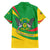 Sao Tome and Principe National Emblem Family Matching Short Sleeve Bodycon Dress and Hawaiian Shirt with Green Yellow Flag Pattern
