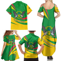 Sao Tome and Principe National Emblem Family Matching Summer Maxi Dress and Hawaiian Shirt with Green Yellow Flag Pattern