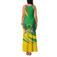 Sao Tome and Principe National Emblem Family Matching Tank Maxi Dress and Hawaiian Shirt with Green Yellow Flag Pattern