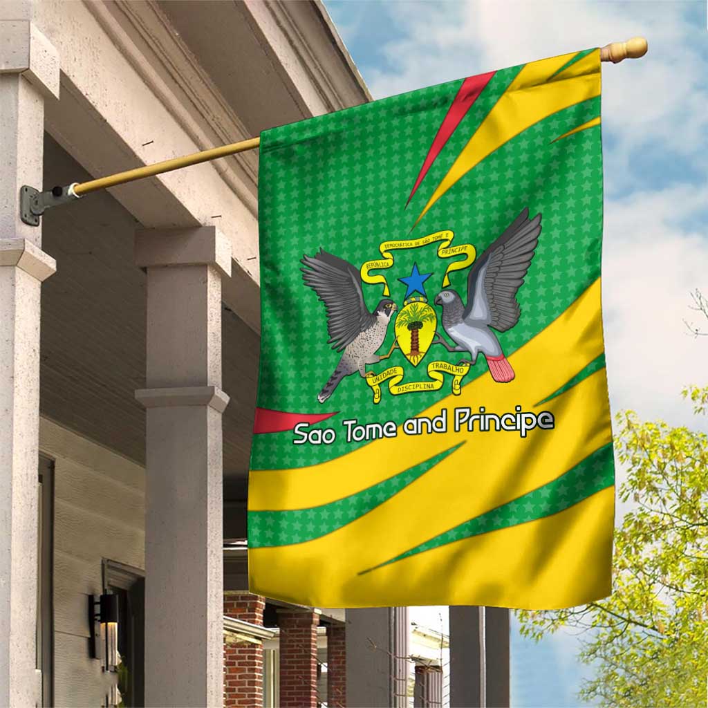 Sao Tome and Principe National Emblem Garden Flag with Green Yellow Flag Pattern