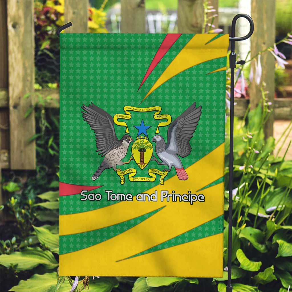 Sao Tome and Principe National Emblem Garden Flag with Green Yellow Flag Pattern