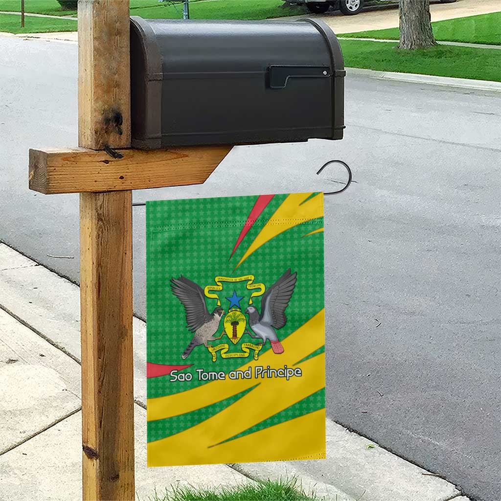 Sao Tome and Principe National Emblem Garden Flag with Green Yellow Flag Pattern