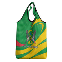 Sao Tome and Principe National Emblem Grocery Bag with Green Yellow Flag Pattern