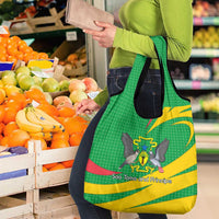 Sao Tome and Principe National Emblem Grocery Bag with Green Yellow Flag Pattern