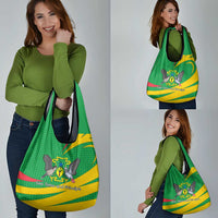 Sao Tome and Principe National Emblem Grocery Bag with Green Yellow Flag Pattern