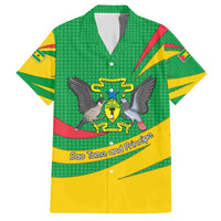 Sao Tome and Principe National Emblem Hawaiian Shirt with Green Yellow Flag Pattern