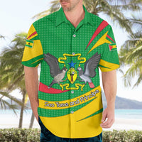 Sao Tome and Principe National Emblem Hawaiian Shirt with Green Yellow Flag Pattern