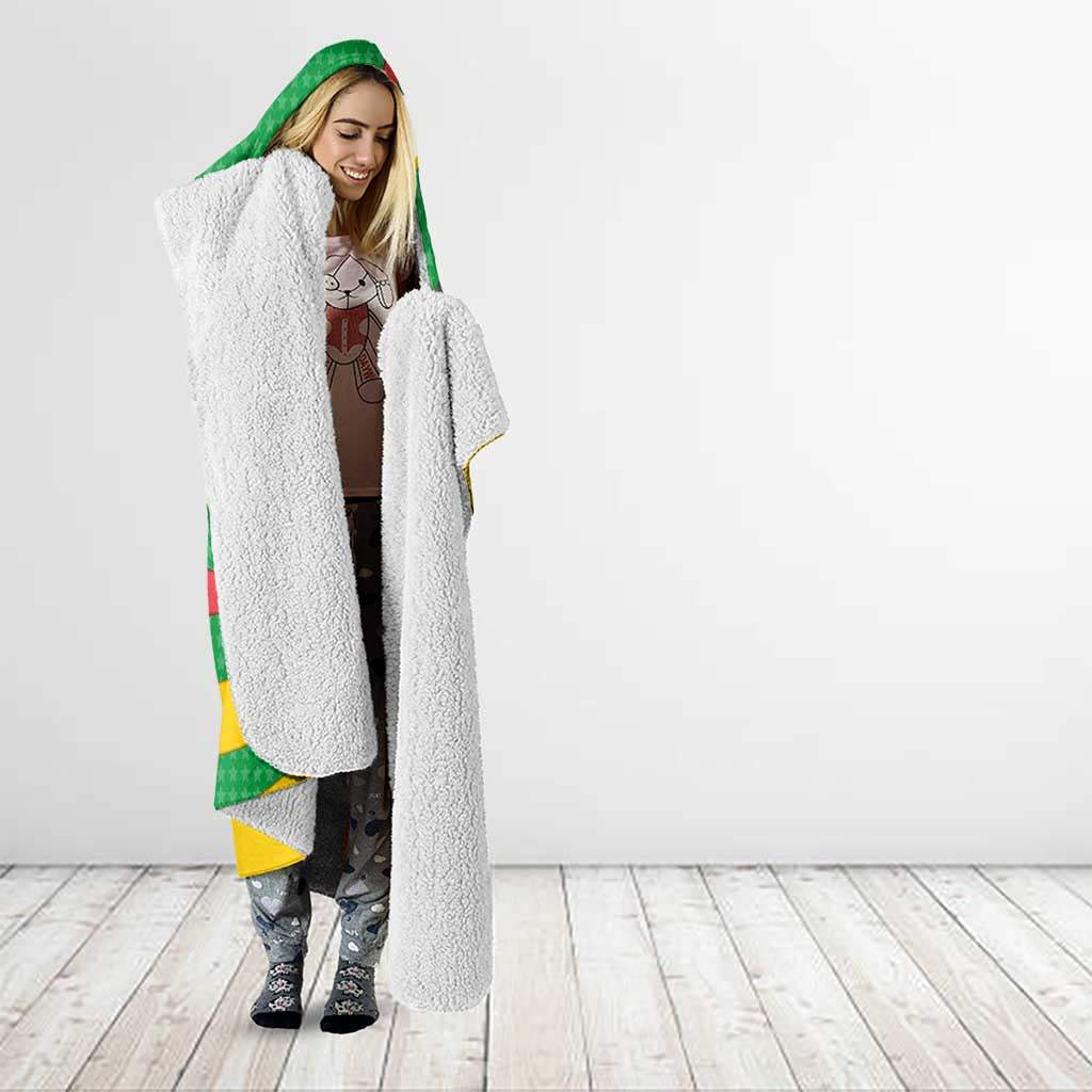 Sao Tome and Principe National Emblem Hooded Blanket with Green Yellow Flag Pattern