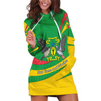 Sao Tome and Principe National Emblem Hoodie Dress with Green Yellow Flag Pattern